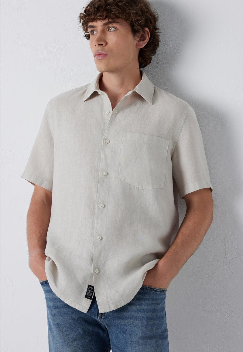 SHORT SLEEVE SHIRT | Leinenhemd mit Brusttasche