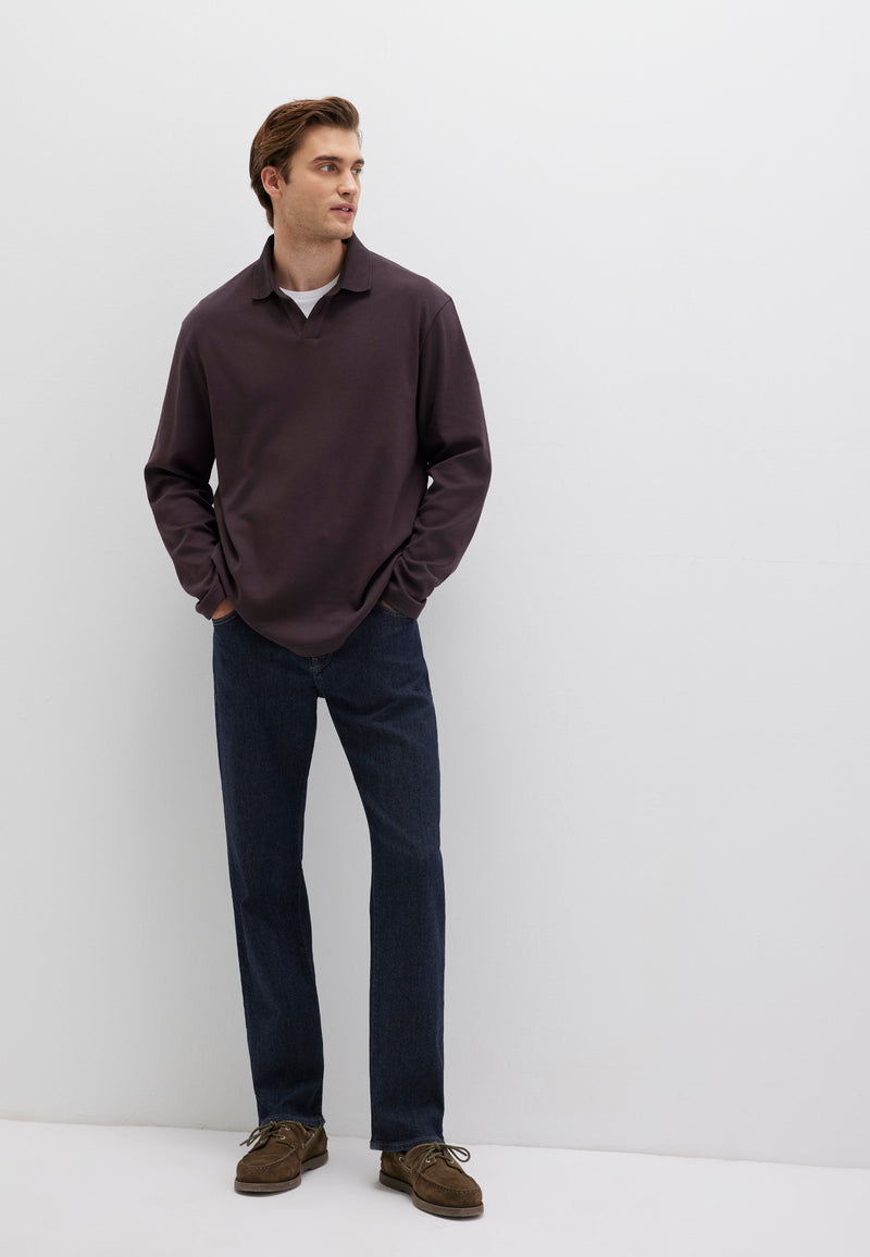 Maglia a manica lunga | Spaccata premium con collo di tacca