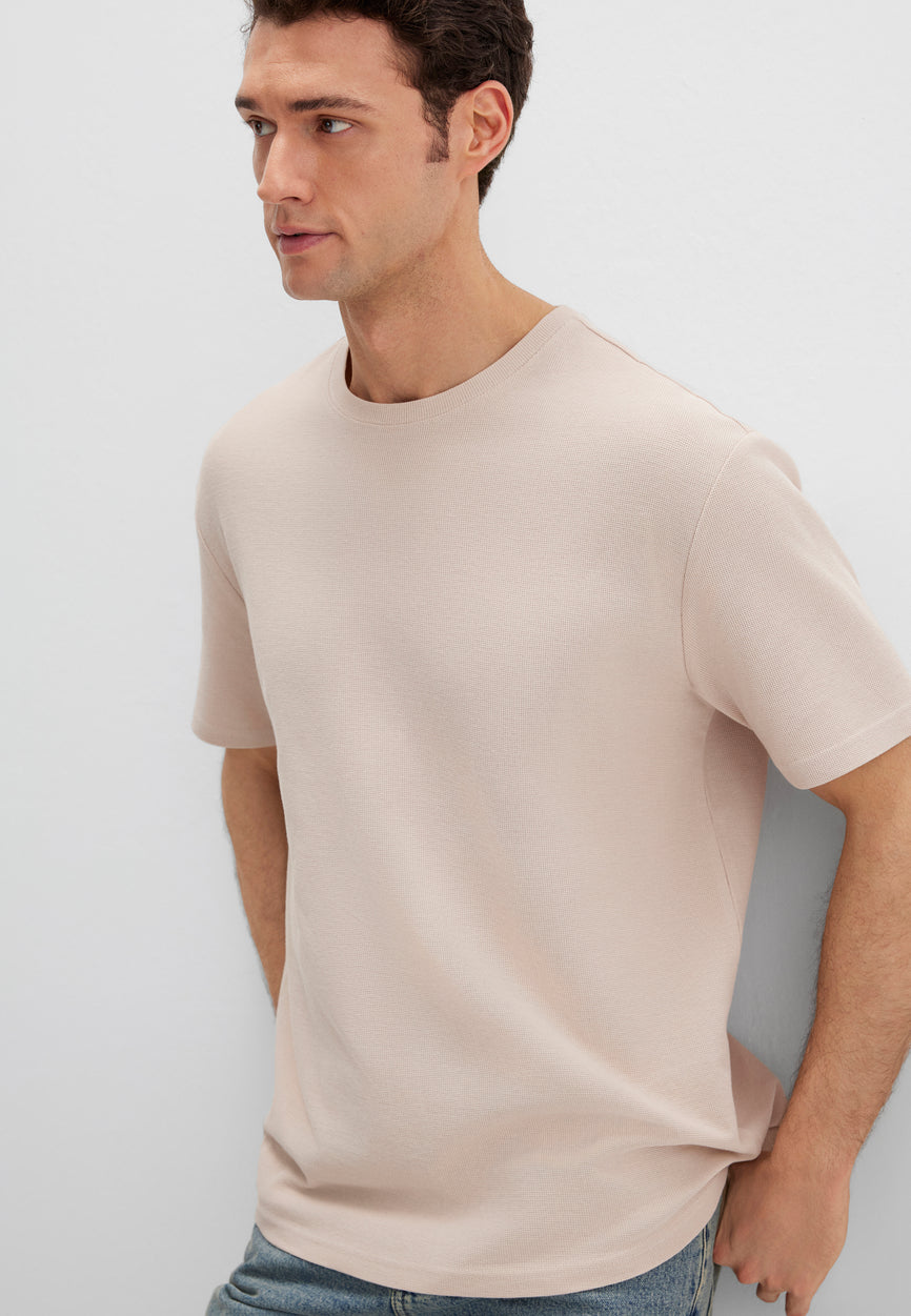 T-SHIRT Z KRÓTKIM RĘKAWEM | Koszulka o strukturze wafla