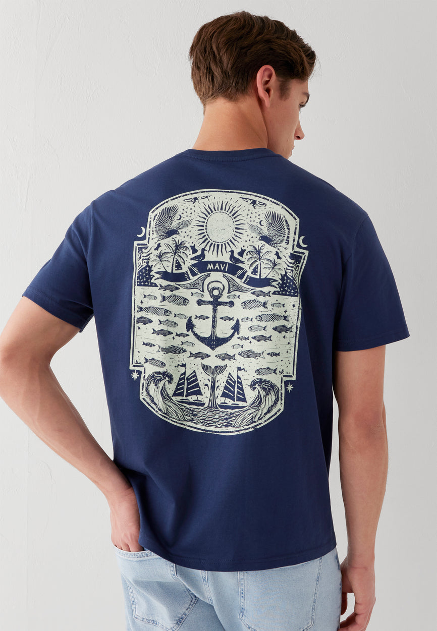 PRINTED TEE | T-Shirt mit maritimem Backprint