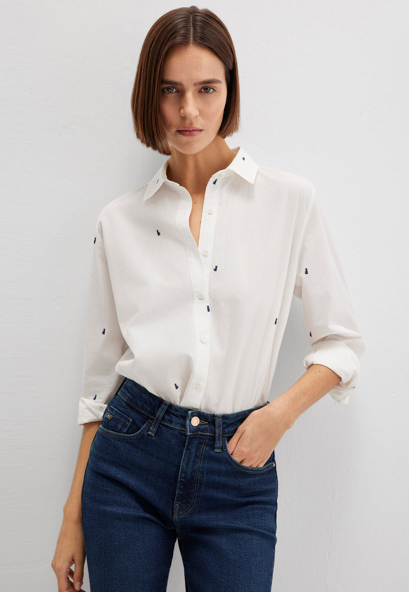 CHEMISE TISSÉE À MANCHES LONGUES | Chemisier à manches longues