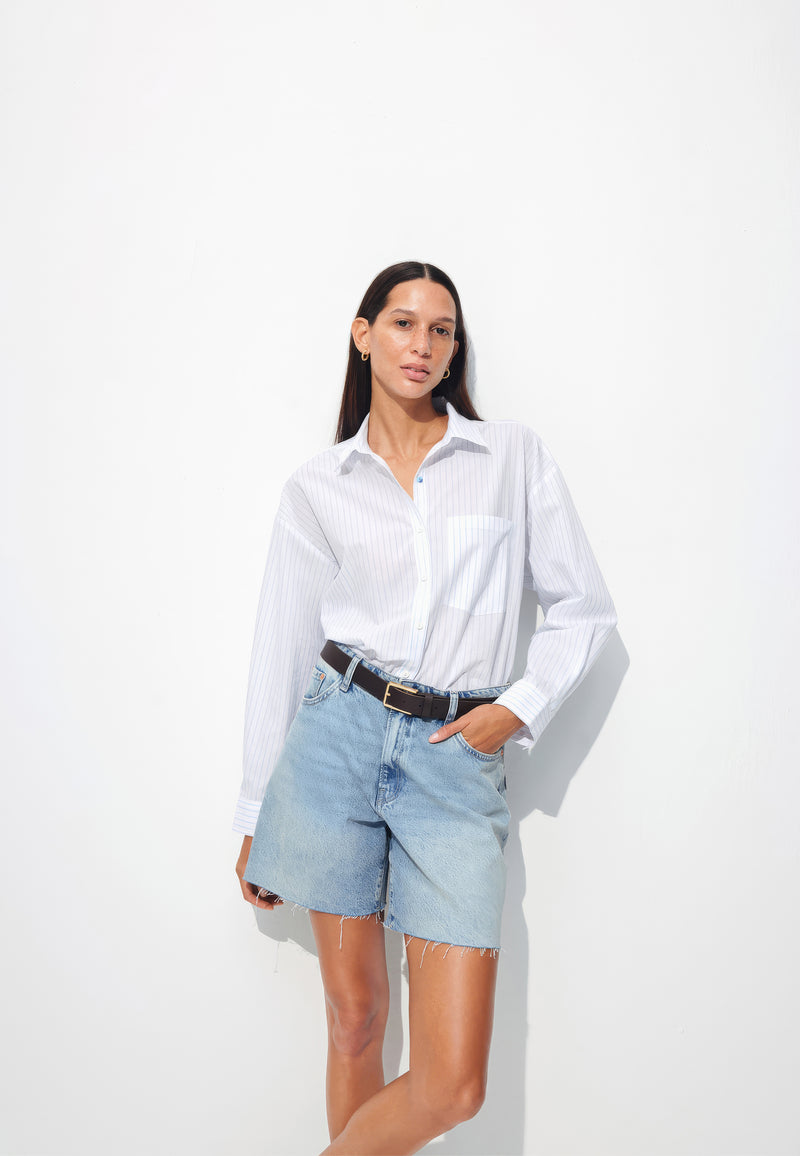 Blouse | Maviterranean blue striped oversize blouse