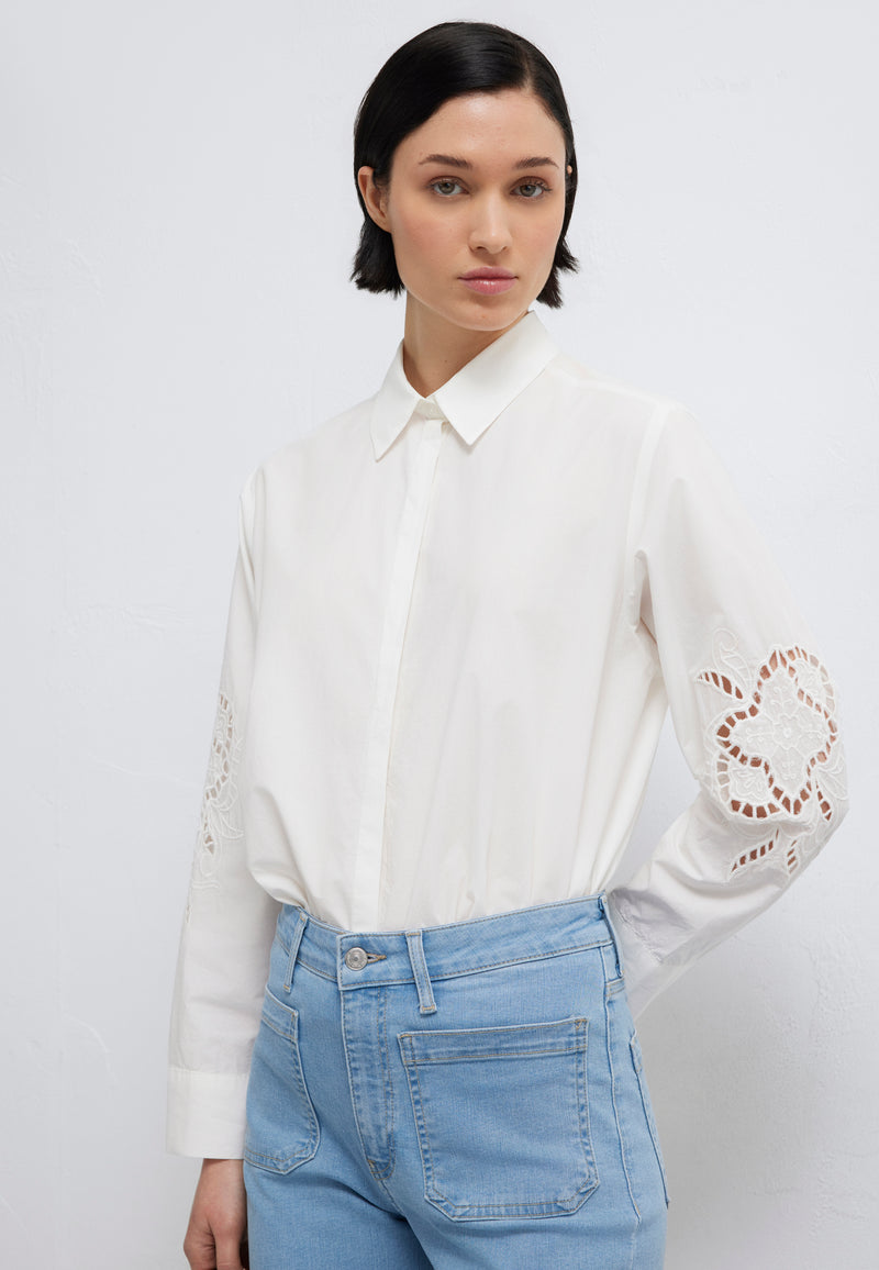 LONG SLEEVE WOVEN SHIRT | Lochmuster Bluse