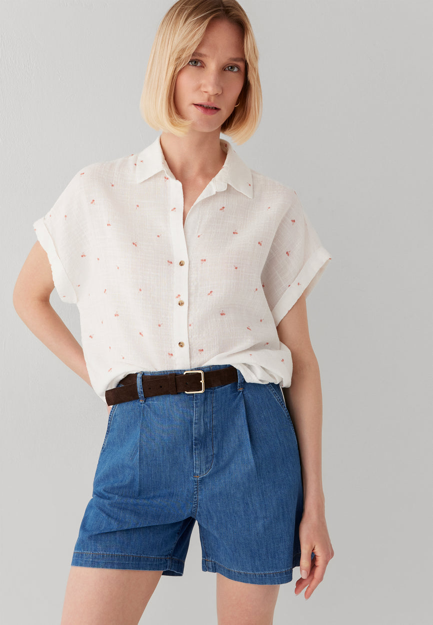 SHORT SLEEVE WOVEN SHIRT | Kurzarm Bluse