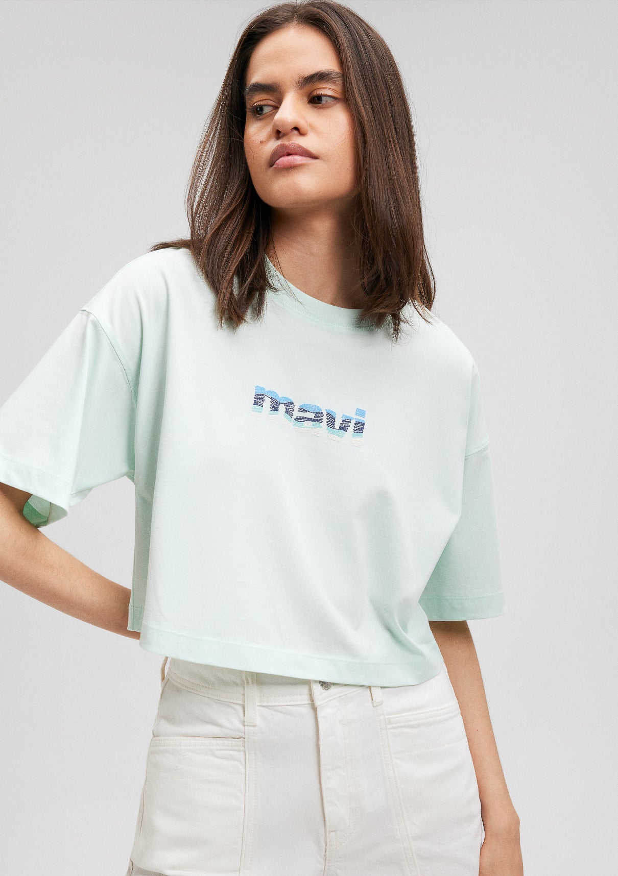 Mint T-SHIRT | Maviterranean Mintfarbenes Crop Shirt mit Mavi-Logo Mavi ...