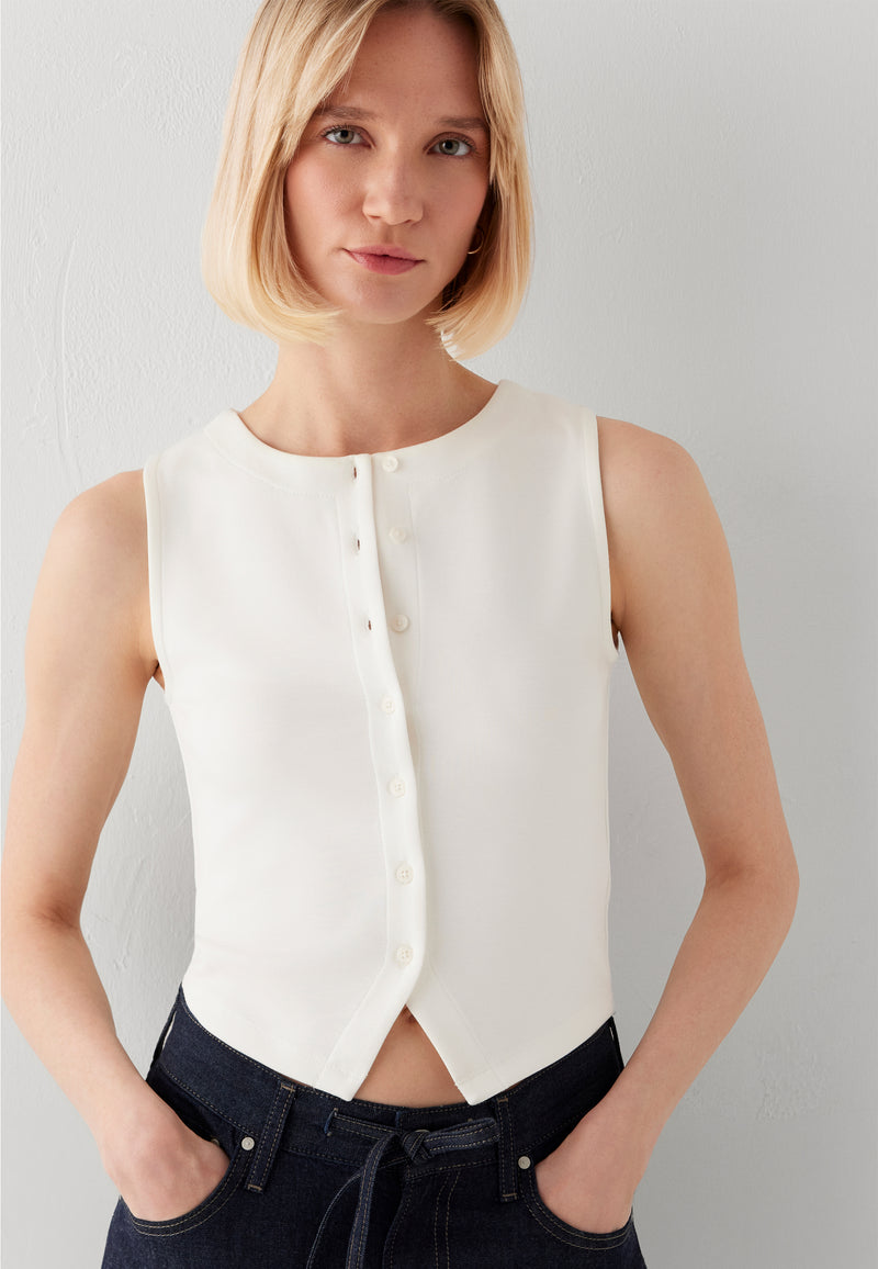 BUTTONED FASHION JERSEY | Top mit Knöpfen
