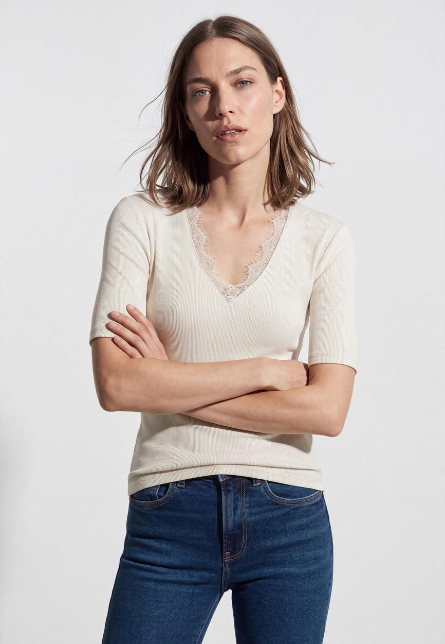 FASHION JERSEY | Top mit Spitze