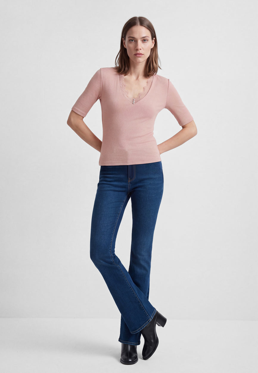 FASHION JERSEY | Top mit Spitze