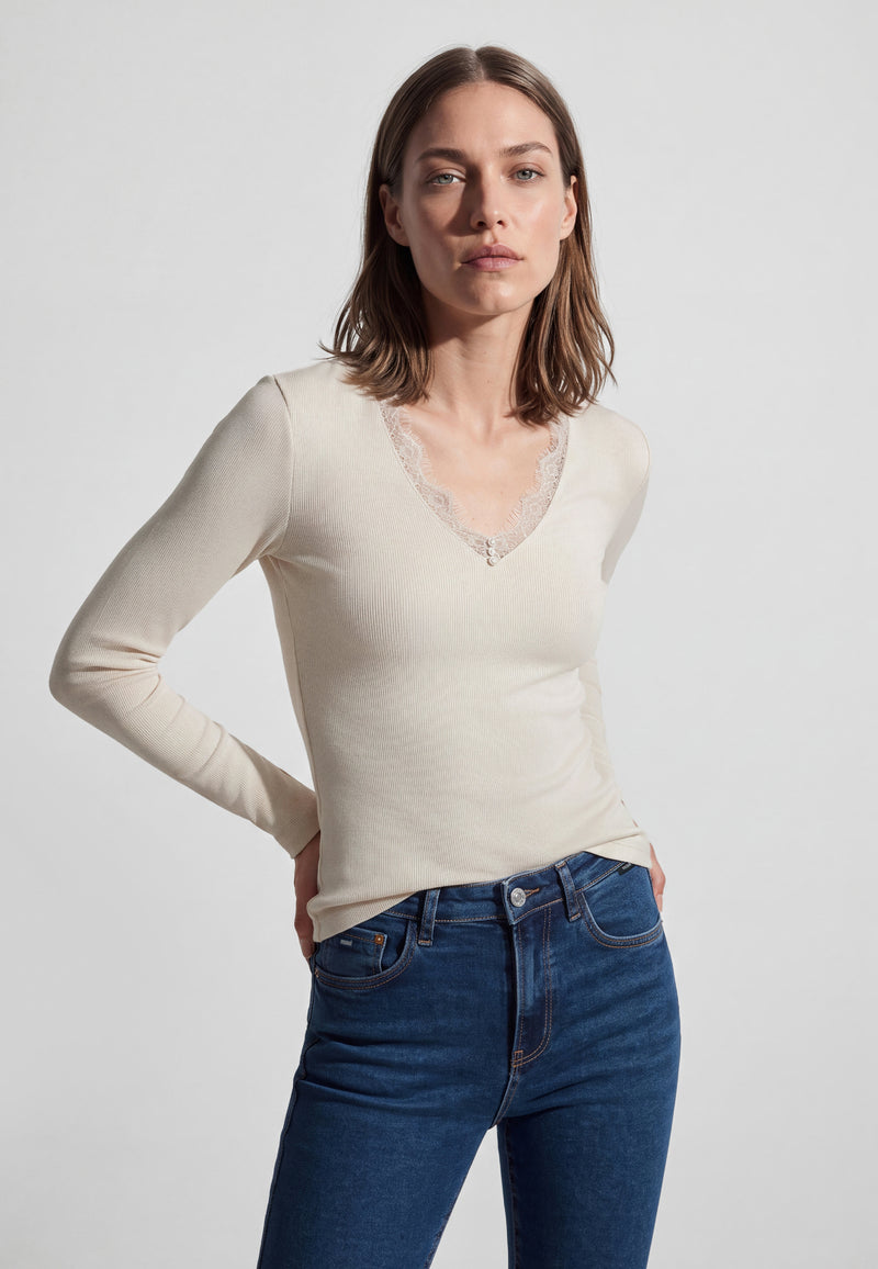 FASHION JERSEY | Top mit Spitze