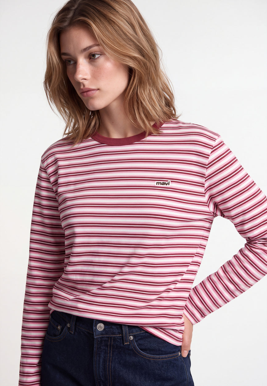 LONG SLEEVE LOGO T-SHIRT | Streifen Longsleeve Top