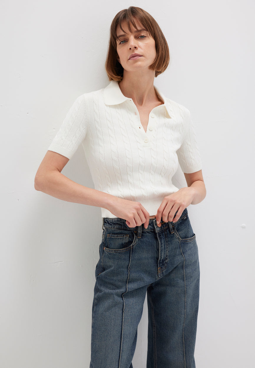 POLO COLLAR SWEATER | Strick Top