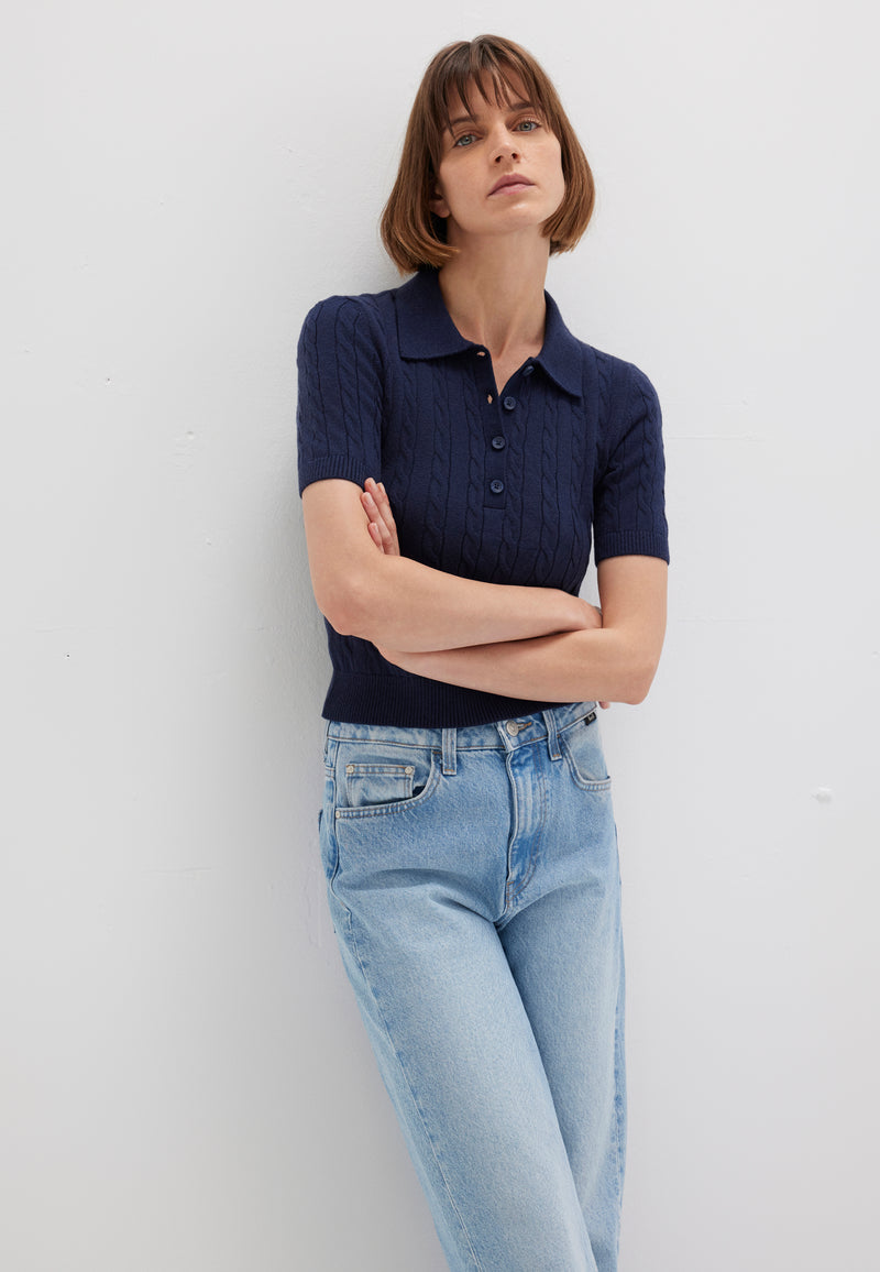 POLO COLLAR SWEATER | Kurzarm Pullover