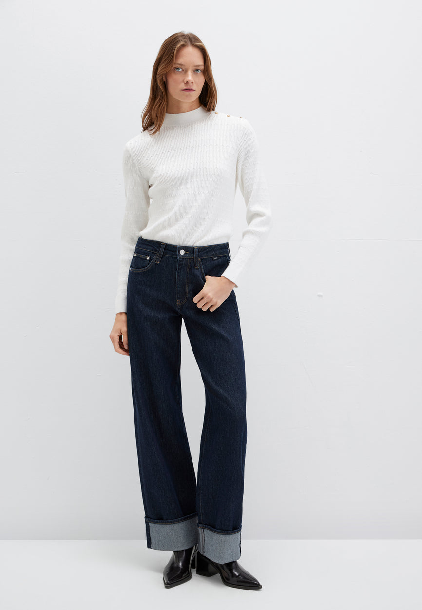 PULL COL HAUT | Pull en maille torsadée