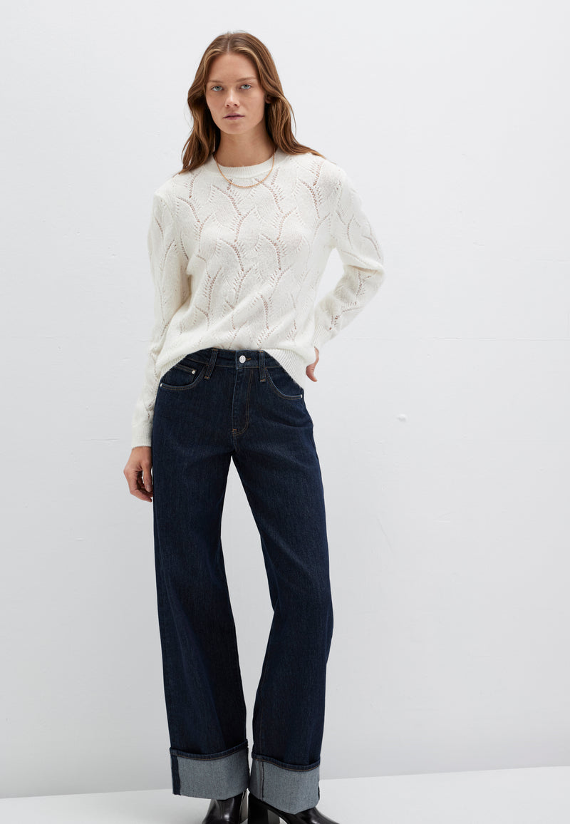 CREW NECK SWEATER | Sweater with openwork pattern