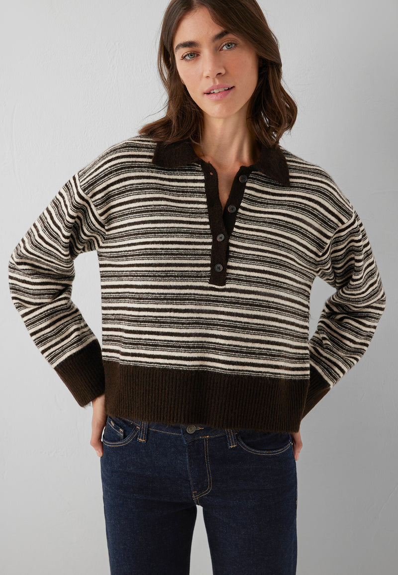 POLO NECK TRICOT | Gestreifter Pullover